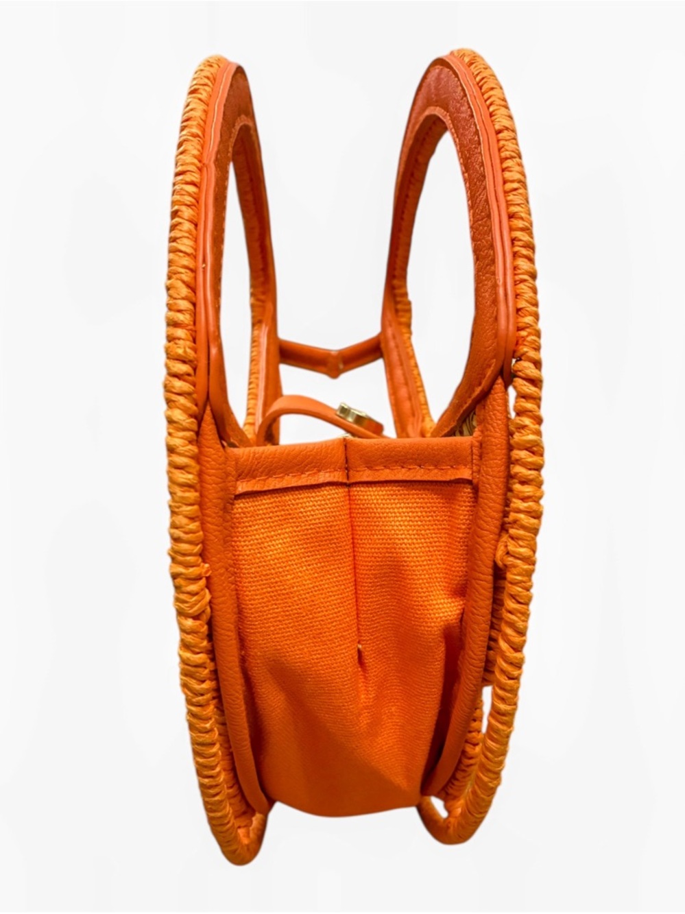Vintage Orange Citrus Slice Wicker Rattan Circular Novelty Bag - Picture 9 of 15